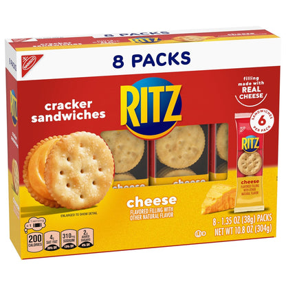 RITZ Cheese Sandwich Crackers – Kid-Friendly Pantry Staple for Lunchboxes and After-School Snacking, 48 Packs