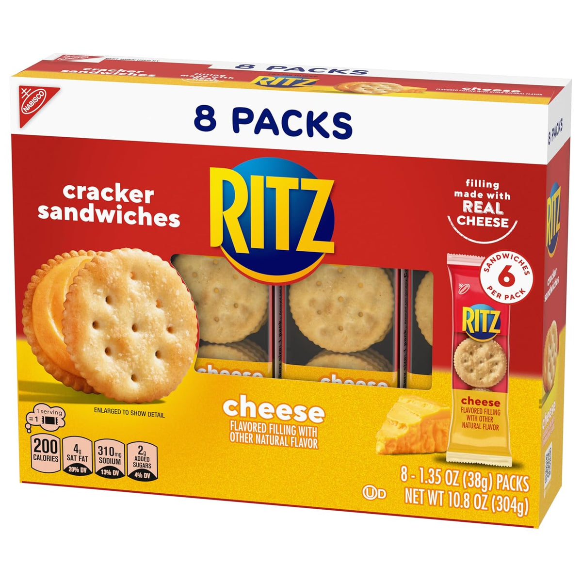 RITZ Cheese Sandwich Crackers – Kid-Friendly Pantry Staple for Lunchboxes and After-School Snacking, 48 Packs