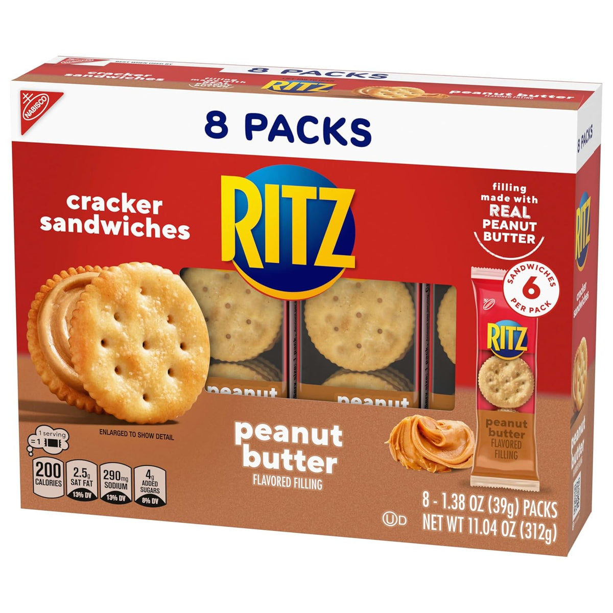 RITZ Peanut Butter Sandwich Crackers – Individually Wrapped Kids Snacks for Lunchboxes and Playdates