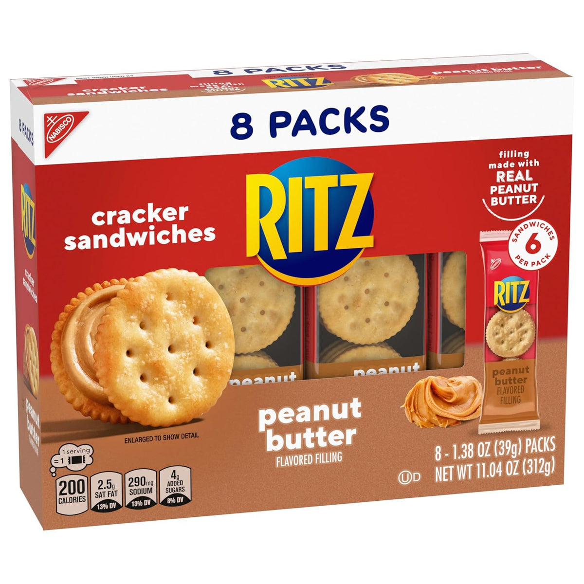 RITZ Peanut Butter Sandwich Crackers – Individually Wrapped Kids Snacks for Lunchboxes and Playdates