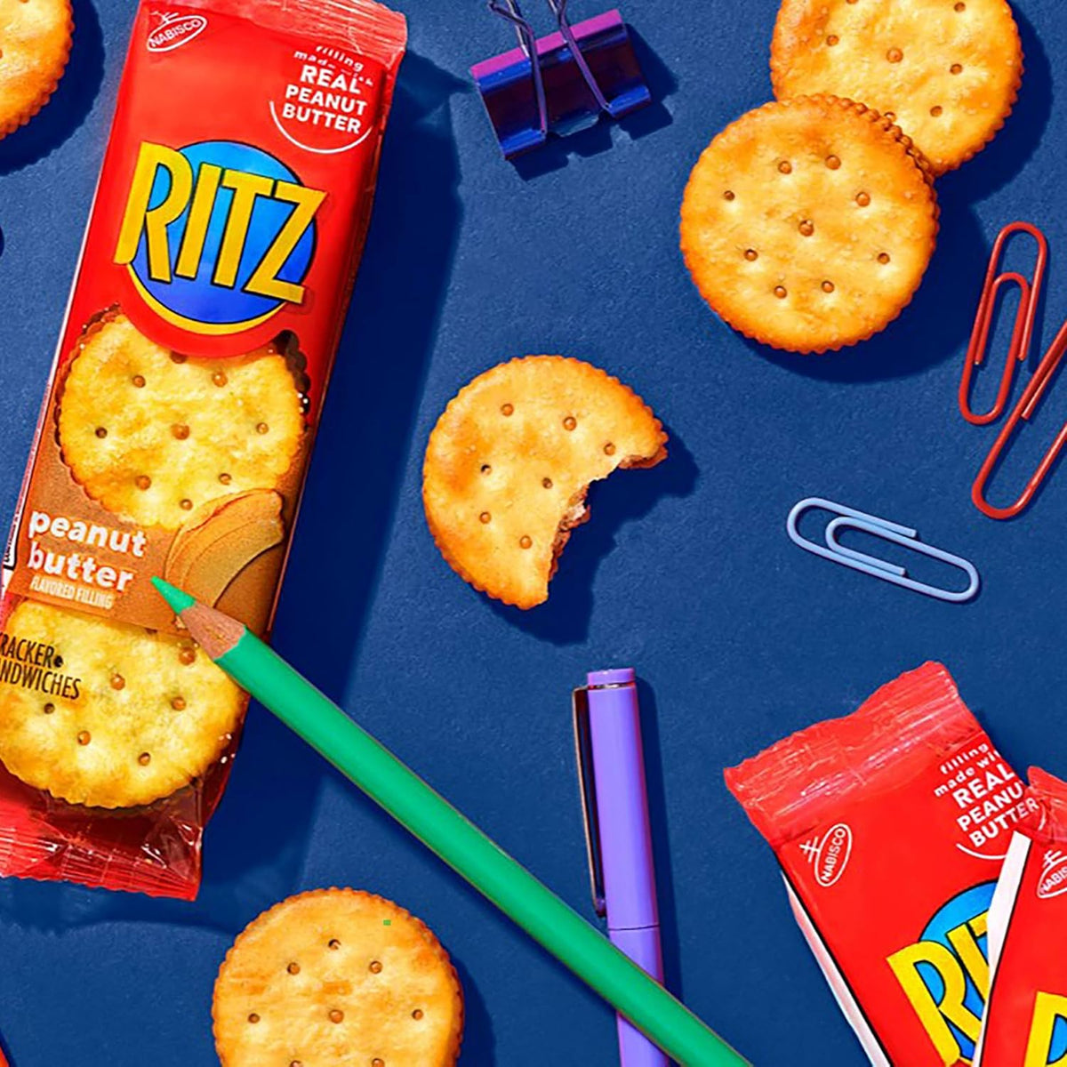 RITZ Peanut Butter Sandwich Crackers – Individually Wrapped Kids Snacks for Lunchboxes and Playdates