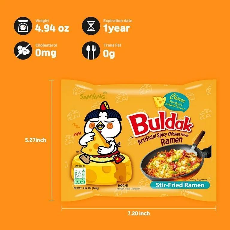 Samyang Buldak Korean Spicy Noodle – Shared Apartment Pantry Staple for Gen Z Spice Lovers, Bulk 5 Pack Halal Instant Ramen