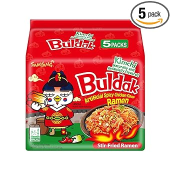 Samyang Buldak Korean Spicy Noodle – Shared Apartment Pantry Staple for Gen Z Spice Lovers, Bulk 5 Pack Halal Instant Ramen