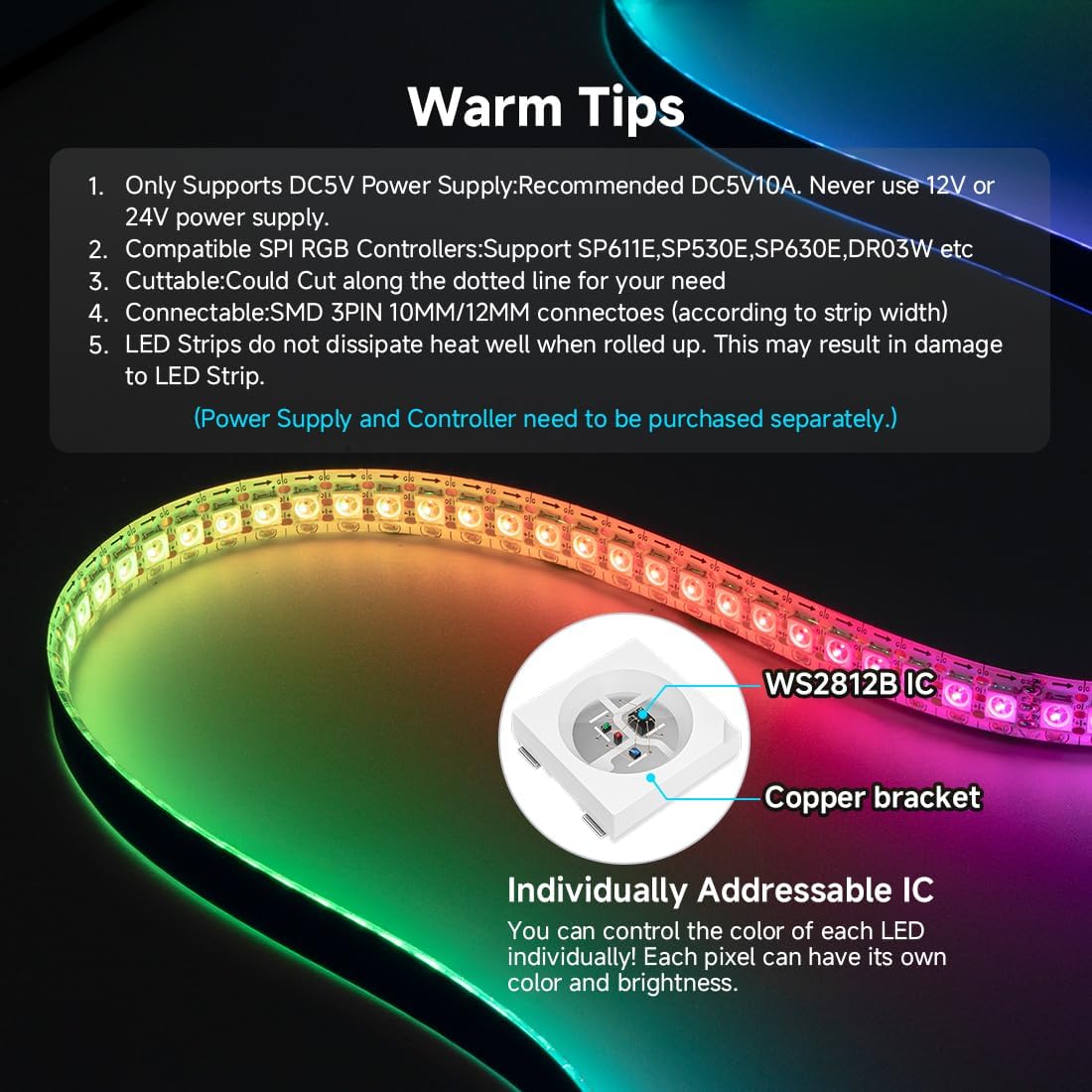 SEZO WS2812B ECO LED Strip – Bedroom Ambient Lighting for Cozy Living Room Atmosphere