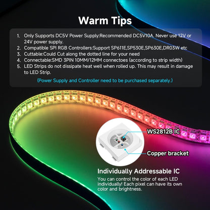 SEZO WS2812B ECO LED Strip – Bedroom Ambient Lighting for Cozy Living Room Atmosphere