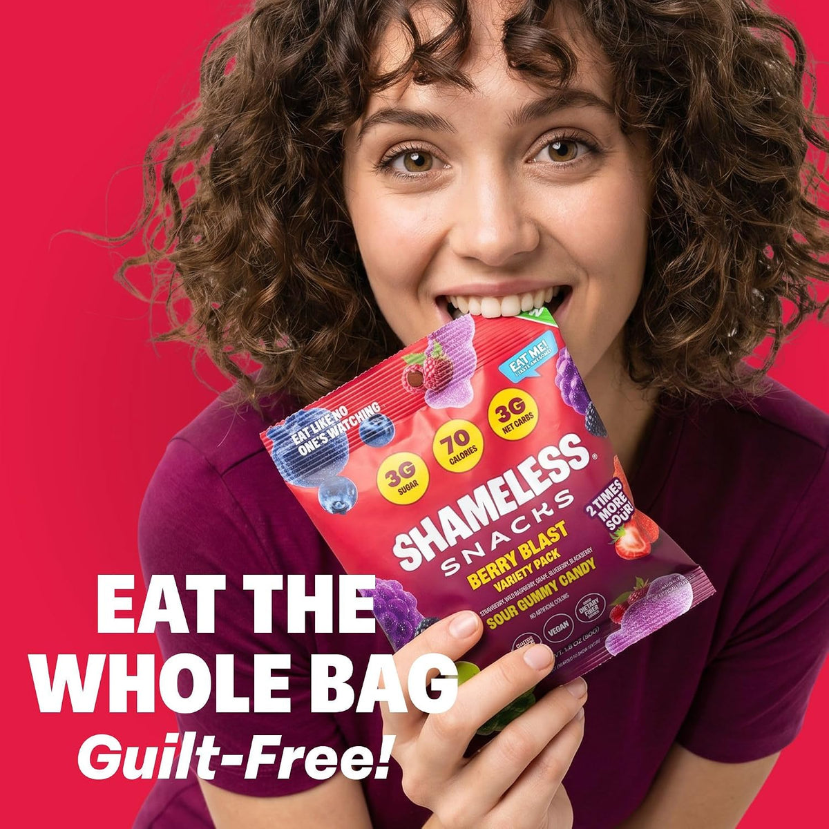 Shameless Snacks Berry Blast Gummy Candy – Gluten-Free Lunchbox Snack Safe for School and Home