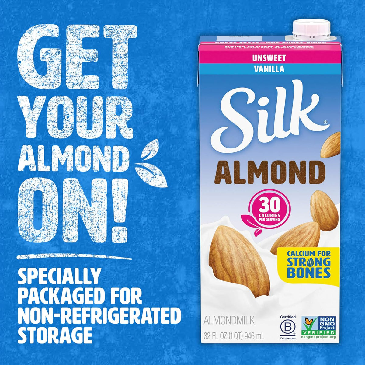 Silk Dairy-Free Almond Milk Vanilla – Neutral, No-Frills Daily Milk for Minimalist Homes, 6 Pack Quart Cartons