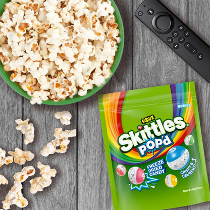 Skittles Pop'd Sour Freeze Dried Candy – After-School Treat for Playrooms, 5.5 oz Single Bag
