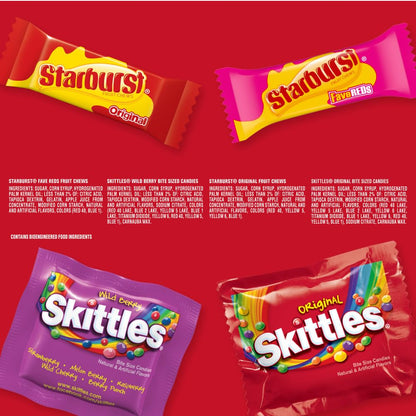 Skittles Starburst Fun Size Candy Variety – Holiday Stocking Stuffer and Treat Bag Filler for Family Gatherings, Bulk 32.28 oz