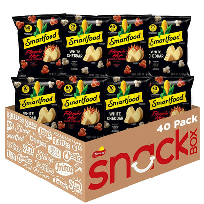 Smartfood Popcorn 40-Count Snack Pack – Tailgate & Camping Snack with No Microwave Required