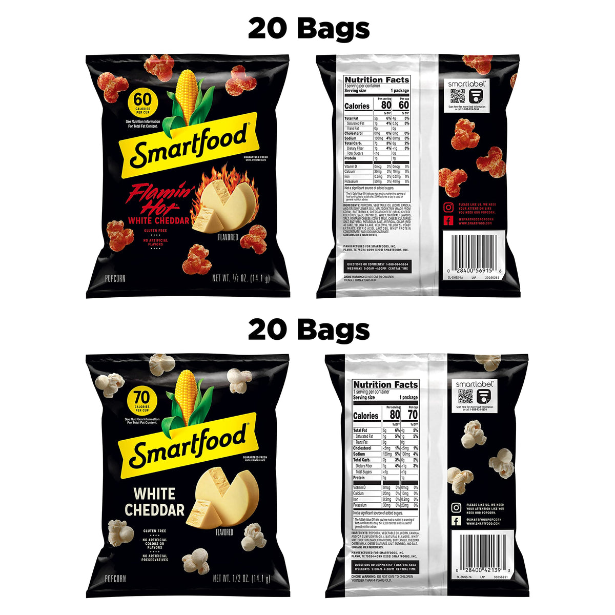 Smartfood Popcorn 40-Count Snack Pack – Tailgate & Camping Snack with No Microwave Required