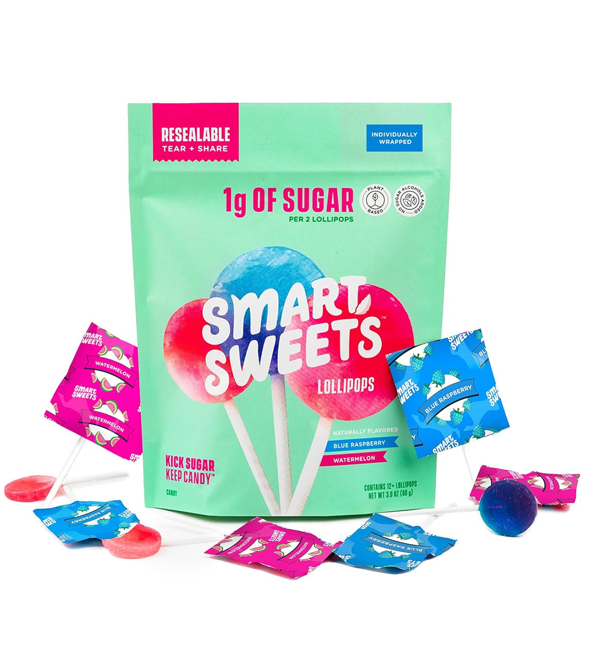 SmartSweets Lollipops – School Lunchbox Candy for Kids, Allergy-Friendly Low Sugar Treat
