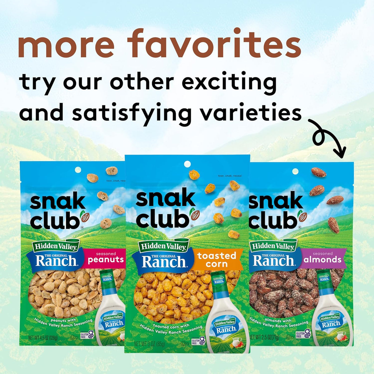 Snak Club Hidden Valley Ranch Snack Mix – Travel-Ready Road Trip Snack for Cars, Totes, and Coolers, 8 oz Bag