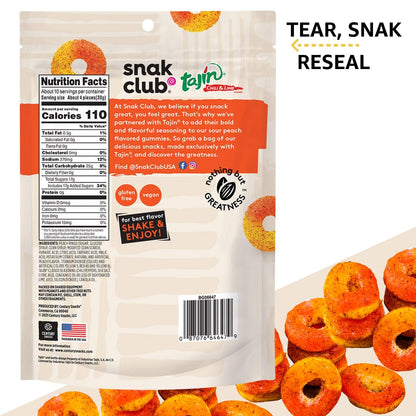 Snak Club Tajin Apple Rings Gummy Candy – Dietary-Friendly Pantry Candy for Vegan and Gluten-Free Eaters, Apple Rings with Tajín, 11 oz