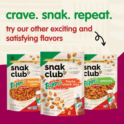 Snak Club Tajin Crunchy Peanuts – Picnic and Patio Snack with Mild Tajin Chili Lime Crunch, 10.5 oz Stand-Up Bag