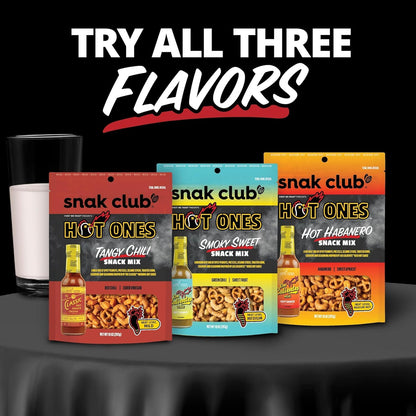 Snak Club x Hot Ones Hot Habanero Snack Mix – Hiking and Camping Trail Mix for Backpackers Who Want Plant-Based Heat, 10 oz Resealable Bag