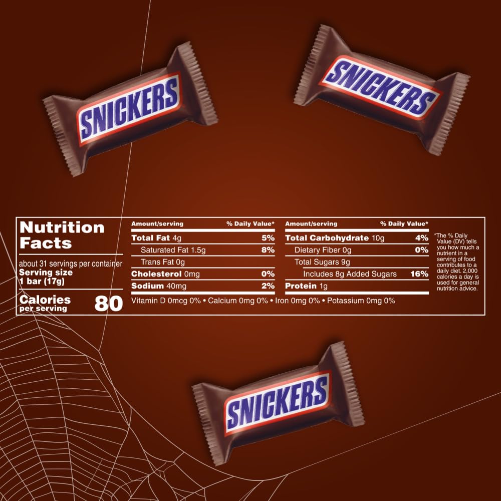 SNICKERS Original Fun Size Chocolate Bars, Easy Care Package Candy for College Students and Military Care Boxes, 10.59oz Bulk Bag