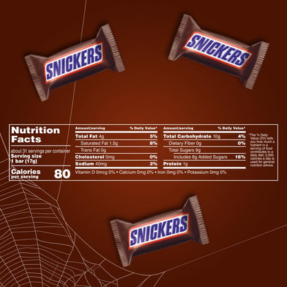 SNICKERS Original Fun Size Chocolate Bars, Easy Care Package Candy for College Students and Military Care Boxes, 10.59oz Bulk Bag