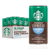 Starbucks Espresso & Cream Light Iced Coffee, 6.5 Fl Oz Cans (12 Pack) — Single-Serve Aluminum Can for Hot Days and Open-Air Activities
