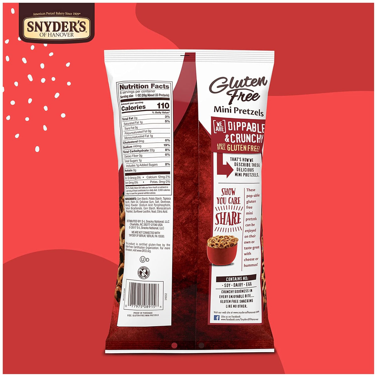 Snyder's of Hanover Gluten Free Mini Pretzels – Health-Conscious Snack for Office Drawers and Home Counters