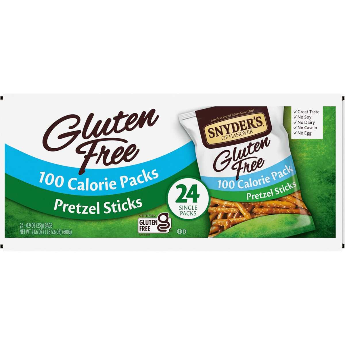 Snyder's of Hanover Gluten Free Pretzel Sticks – Thoughtful Care Package Gift for Gluten Free Loved Ones, 24 Ct Box