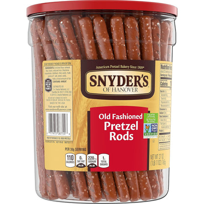 Snyder's of Hanover Pretzel Rods – Allergen-Safe Snack Made in a Peanut-Free Facility for Sensitive Households