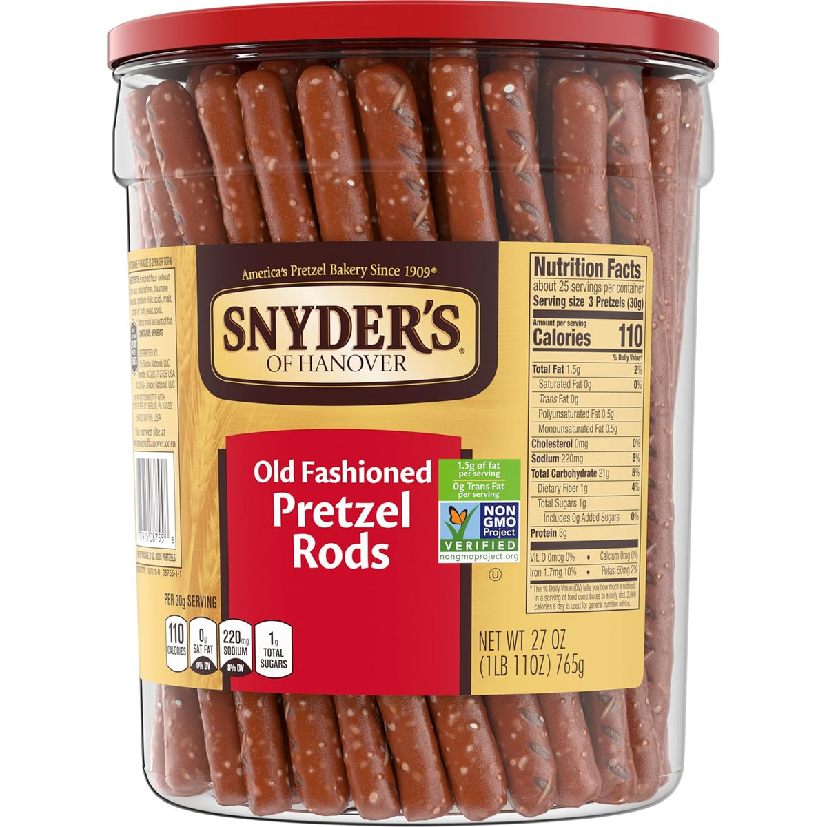 Snyder's of Hanover Pretzel Rods – Allergen-Safe Snack Made in a Peanut-Free Facility for Sensitive Households