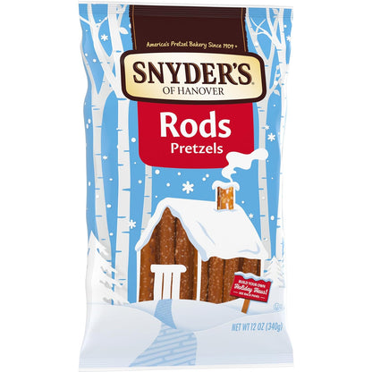Snyder's of Hanover Pretzel Rods – Wholesome Office Desk Snack, Baked Not Fried 12 oz Bag