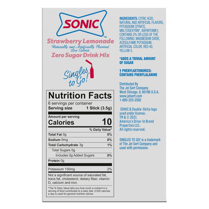 Sonic Singles to Go! Powdered Drink Mix – Kid-Friendly Water Flavoring for Lunchboxes, Cafeteria Meals, and Playdates