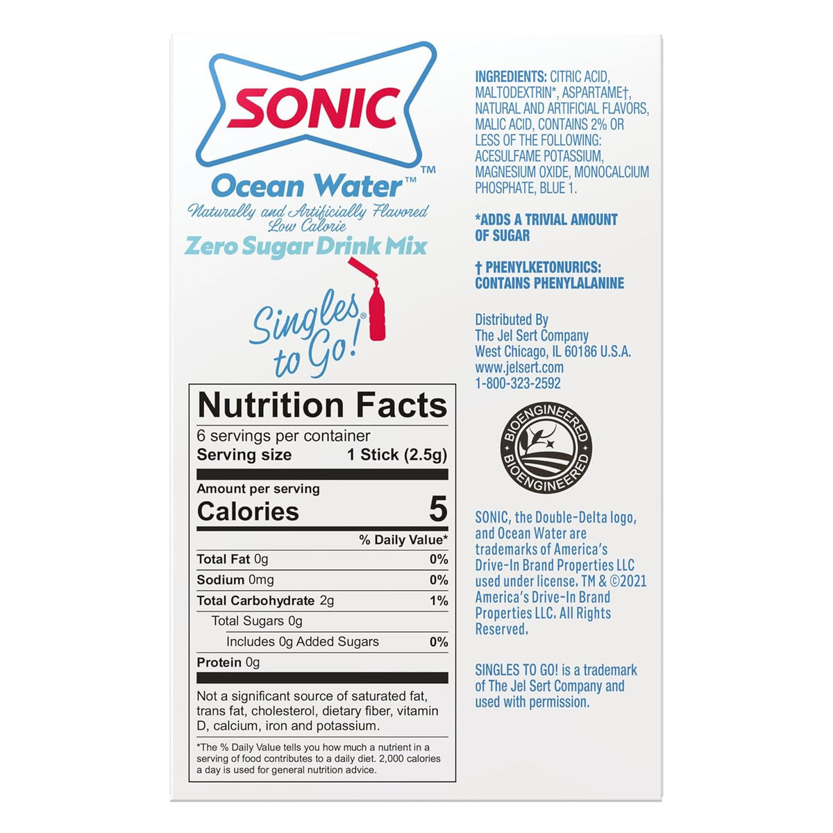 Sonic Singles to Go! Powdered Drink Mix – Kid-Friendly Water Flavoring for Lunchboxes, Cafeteria Meals, and Playdates