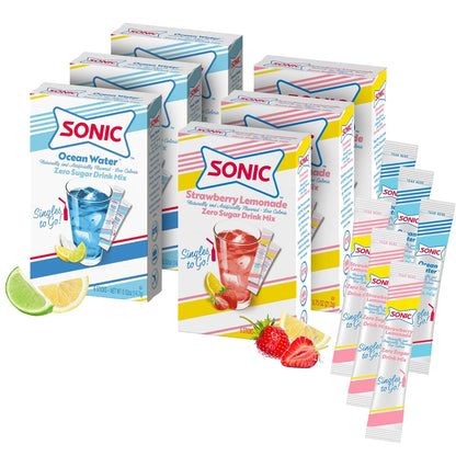 Sonic Singles to Go Powdered Drink Mix – Sugar Free Water Flavor Pack for Weight Management and Daily Hydration Goals
