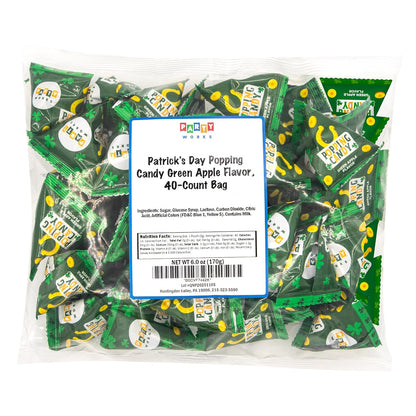 Sour Green Apple Pop Rocks Mini Packs - 40 Count St Patrick's Day Candy, Individually Wrapped Treats for Kids' School Parties, Goodie Bags & Themed Birthday Favors