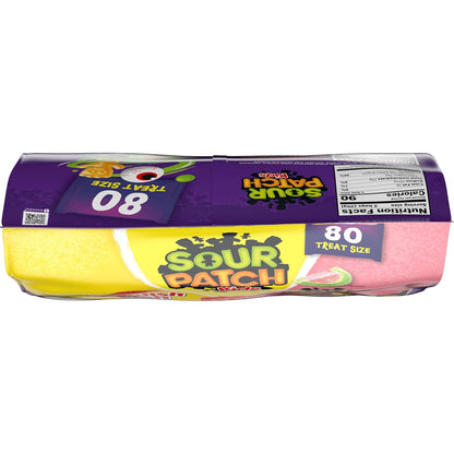 SOUR PATCH KIDS and SWEDISH FISH Halloween Candy for Party Table Scatters and Decor Accents, 80 Mini Snack Bags