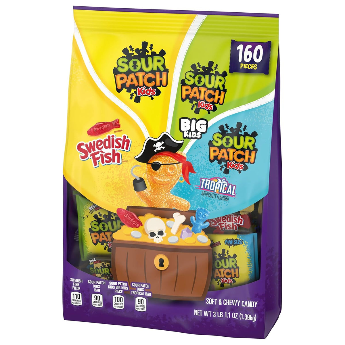 SOUR PATCH KIDS Original, Tropical, Big Kids & SWEDISH FISH Candy Variety – Shareable Bulk Treat Pack for Halloween Party Favors