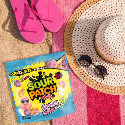 SOUR PATCH KIDS Tropical Mix Gummy Candy – Fat-Free Kids' Snack for Lunchboxes, After-School Treats, and Movie Nights
