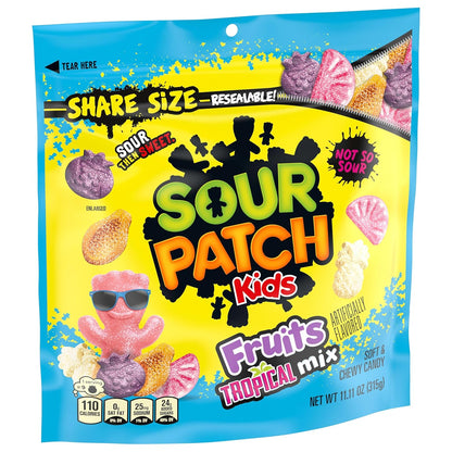 SOUR PATCH KIDS Tropical Mix Gummy Candy – Fat-Free Kids' Snack for Lunchboxes, After-School Treats, and Movie Nights
