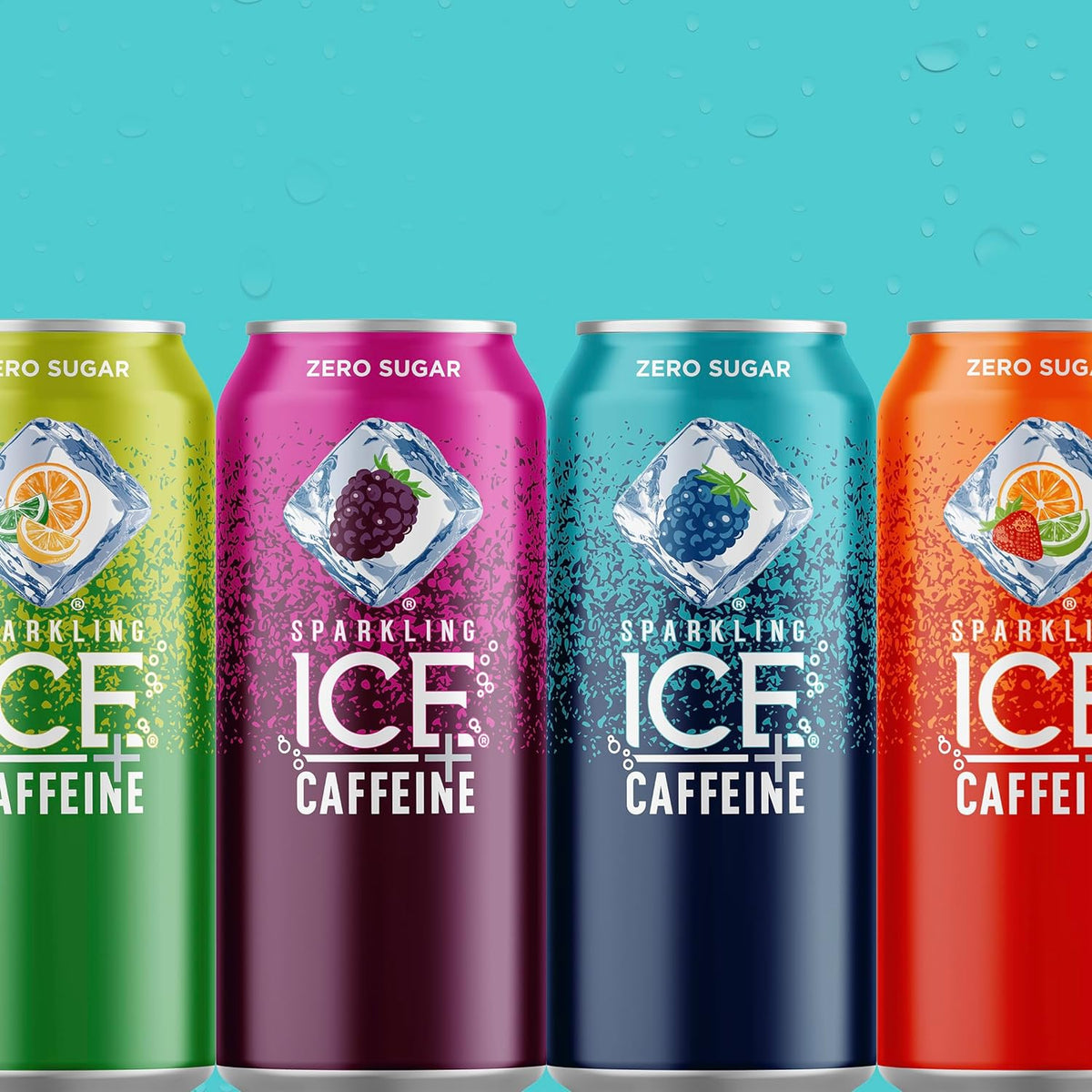 Sparkling Ice Caffeine Black Raspberry Sparkling Water for Gym Bag Refreshers, Portable Sparkling Water with 70mg Caffeine