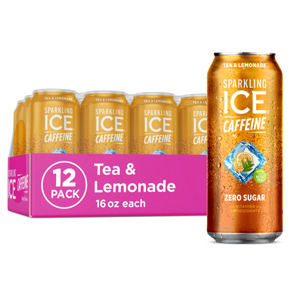Sparkling Ice Caffeine Black Raspberry Sparkling Water for Gym Bag Refreshers, Portable Sparkling Water with 70mg Caffeine