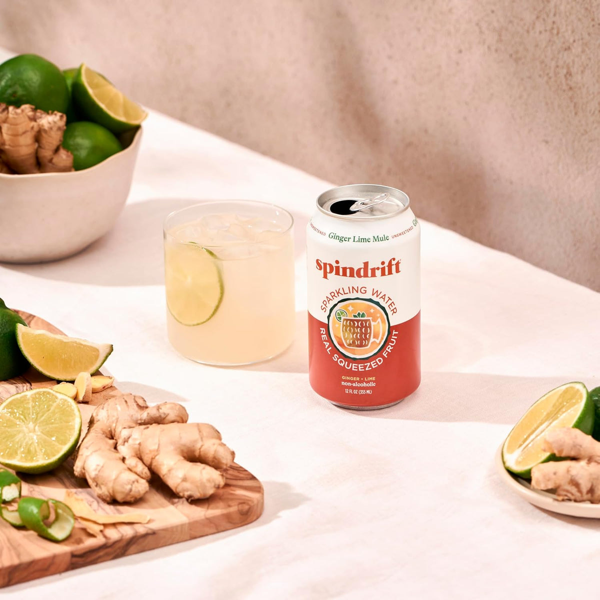 Spindrift Sparkling Water Ginger Lime Mule – Refined Non-Alcoholic Option for Luxury Hospitality, 24 Pack