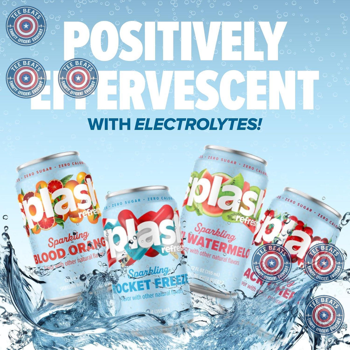 Splash Refresher Sparkling Water – Family Fridge Variety Pack, Safe Sugar Free Soda Alternative for Children