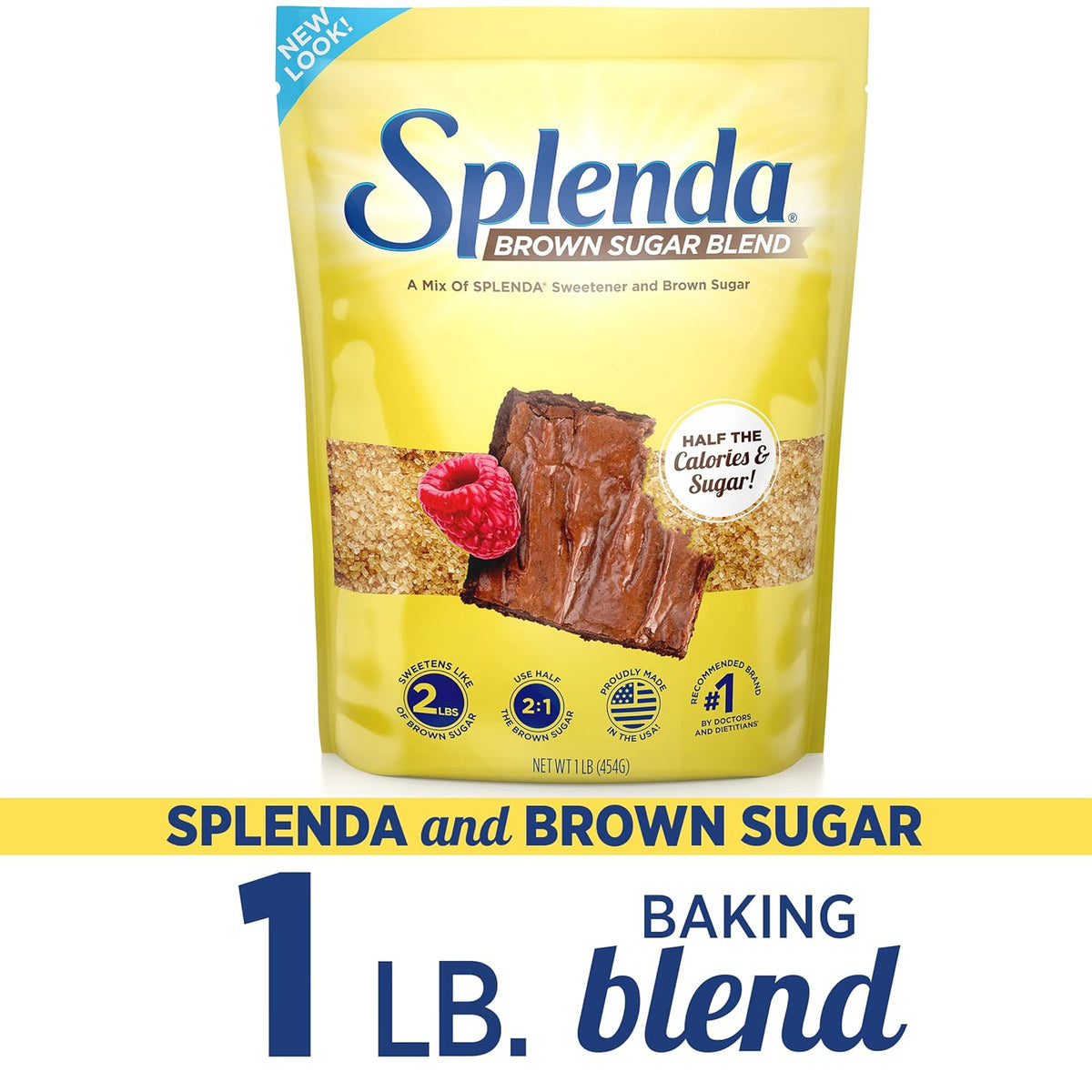 SPLENDA Brown Sugar Blend for the Home Office Counter, Half-Calorie Brown Sugar for Coffee, Tea, and Midday Oatmeal