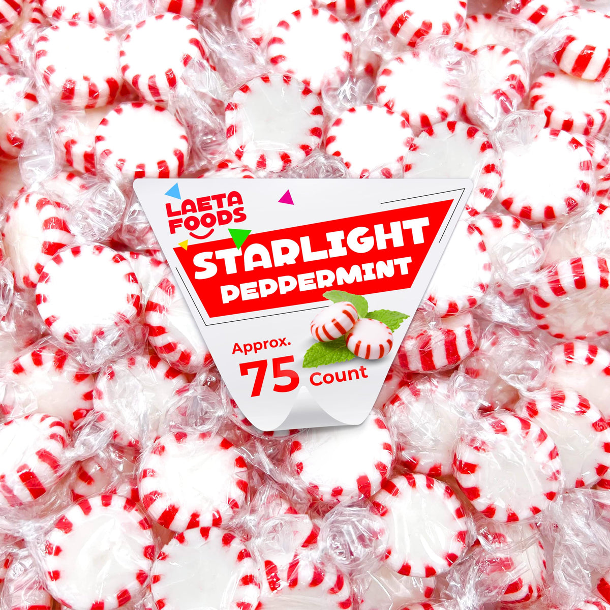 Starlight Peppermint Mints | 1 Pound Bag - Approx. 75 Count | Hard Candy | Individually Wrapped