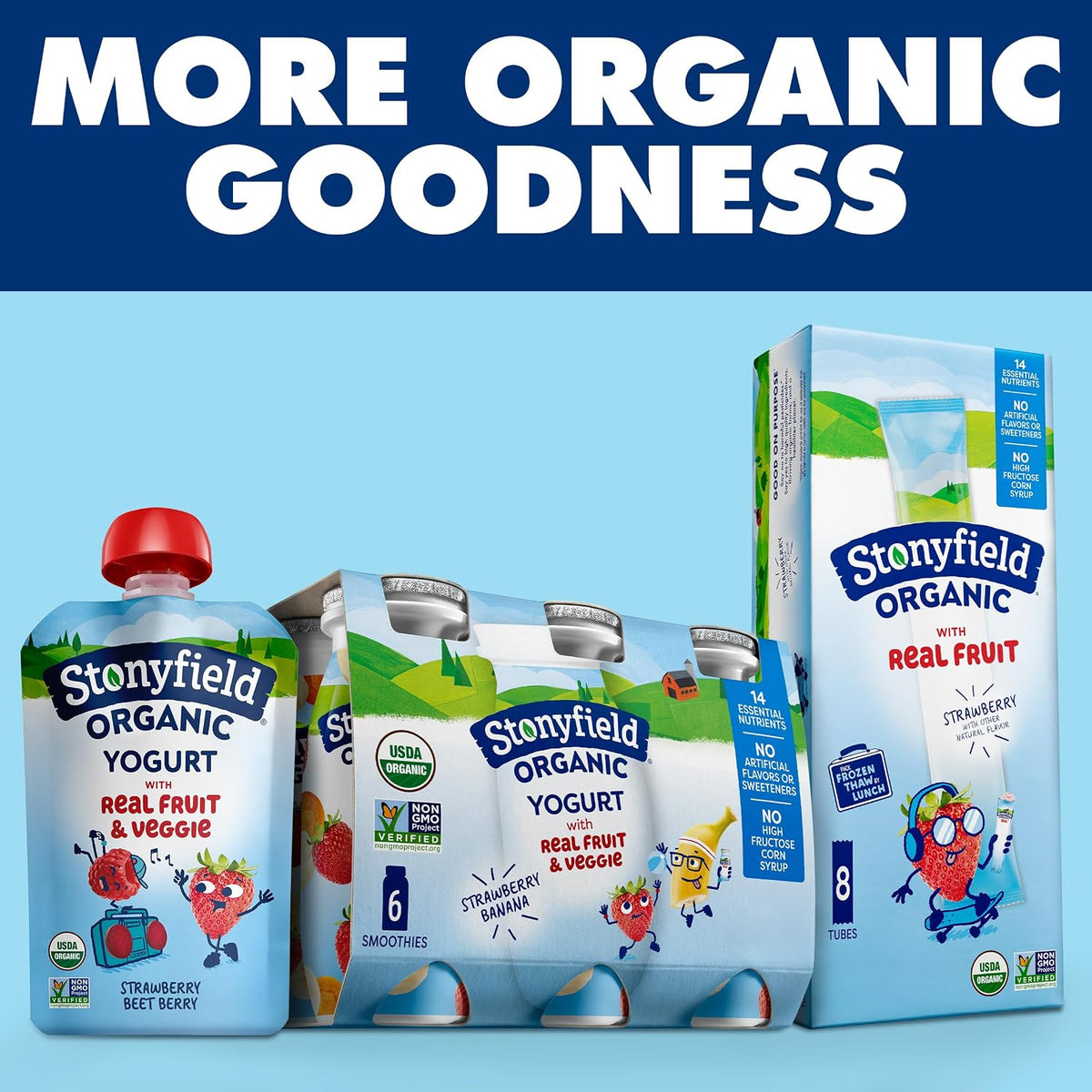 Stonyfield Organic Kids Yogurt Pouches – Wholesome Snack Alternative to Sugary Treats for Health-Conscious Families, Strawberry Beet Berry