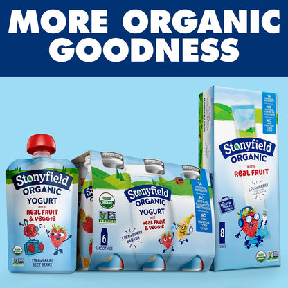 Stonyfield Organic Kids Yogurt Pouches – Wholesome Snack Alternative to Sugary Treats for Health-Conscious Families, Strawberry Beet Berry