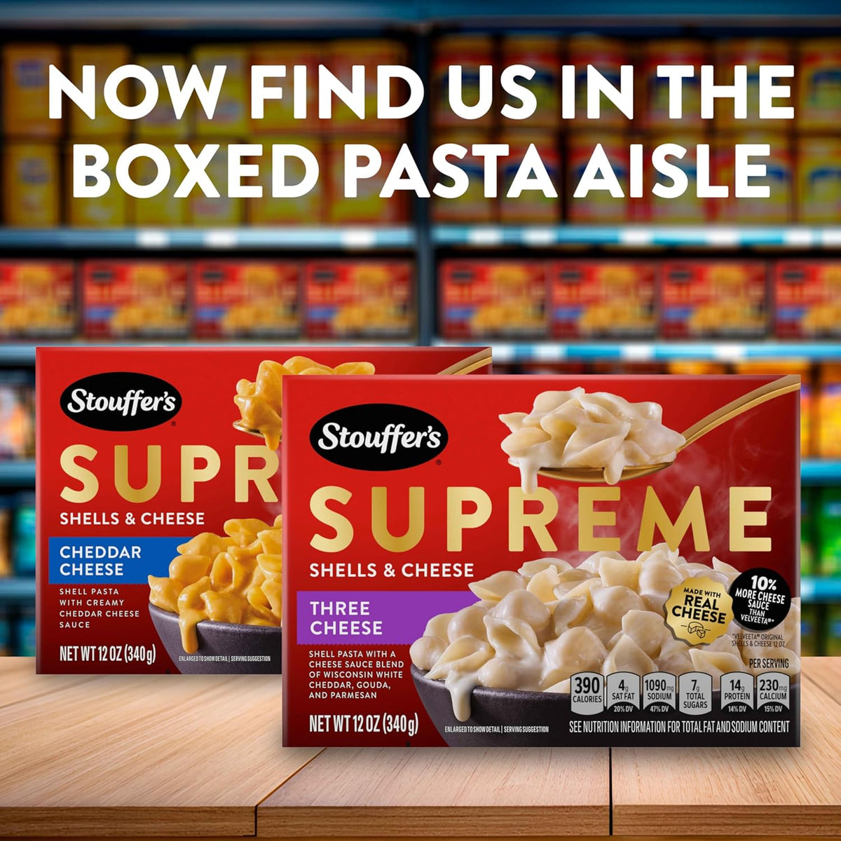 Stouffer's Supreme Shells Three Cheese Stovetop Mac – Warm Indulgent Side Dish with Real Cheese for Self-Care Nights
