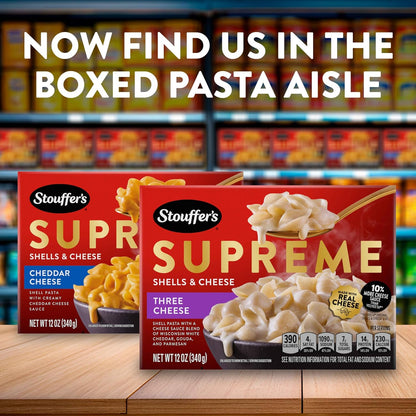 Stouffer's Supreme Shells Three Cheese Stovetop Mac – Warm Indulgent Side Dish with Real Cheese for Self-Care Nights