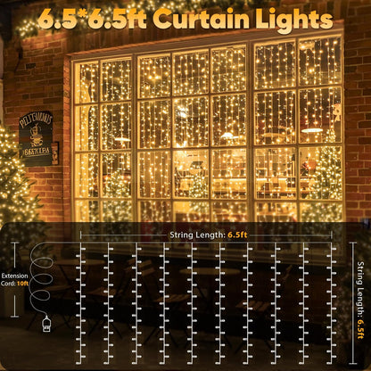 suddus Outdoor Curtain Lights for Patio and Garden – IP44 Waterproof 200 LED String with USB Power Bank Compatibility