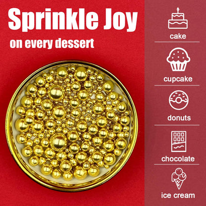 SUGAR BAY Edible Gold and Silver Pearl Topping – Luxury Cake Decorating for Weddings, Anniversaries and New Year's Eve Desserts