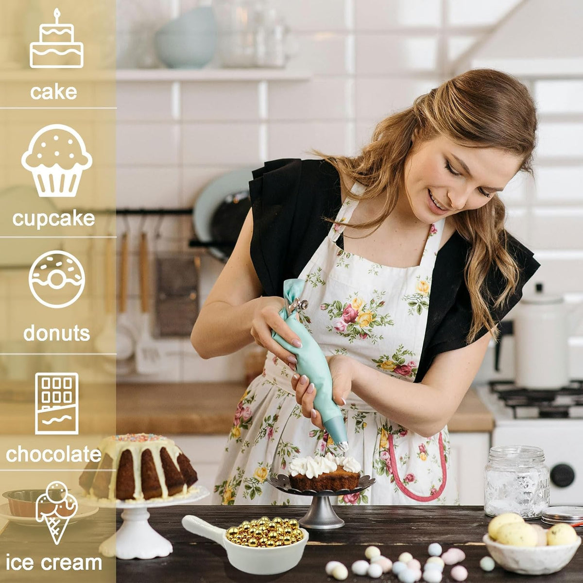 SUGAR BAY Edible Gold and Silver Pearl Topping – Luxury Cake Decorating for Weddings, Anniversaries and New Year's Eve Desserts