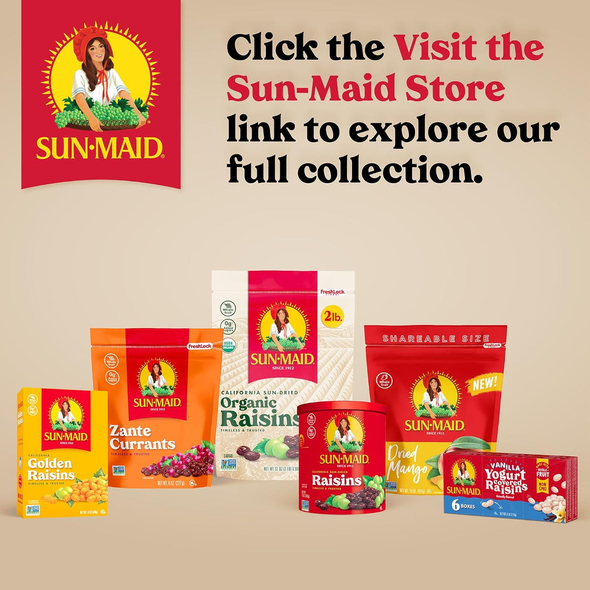 Sun-Maid Sun-Dried Raisins – Nostalgic Holiday Gift Basket Addition, 6-Pack Single Serve Boxes